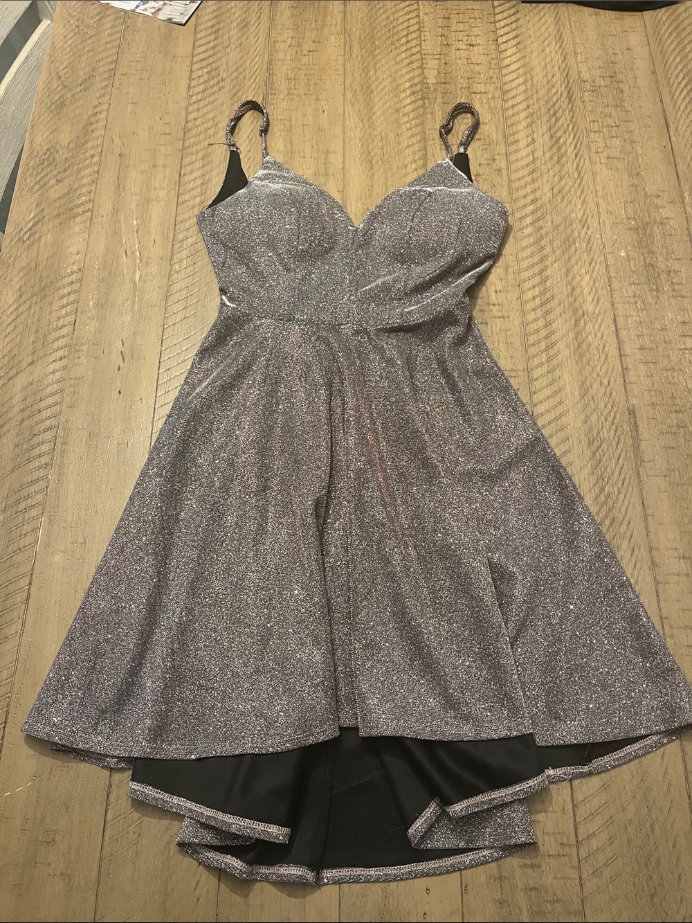 B Darlin Sparkle A-Line Homecoming Dress - Pink Purple Silver